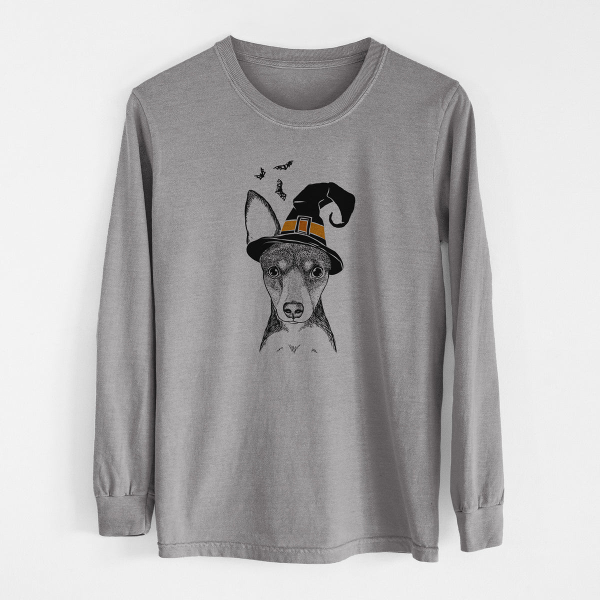 Witch Tiny the Toy Fox Terrier - Men's Heavyweight 100% Cotton Long Sleeve