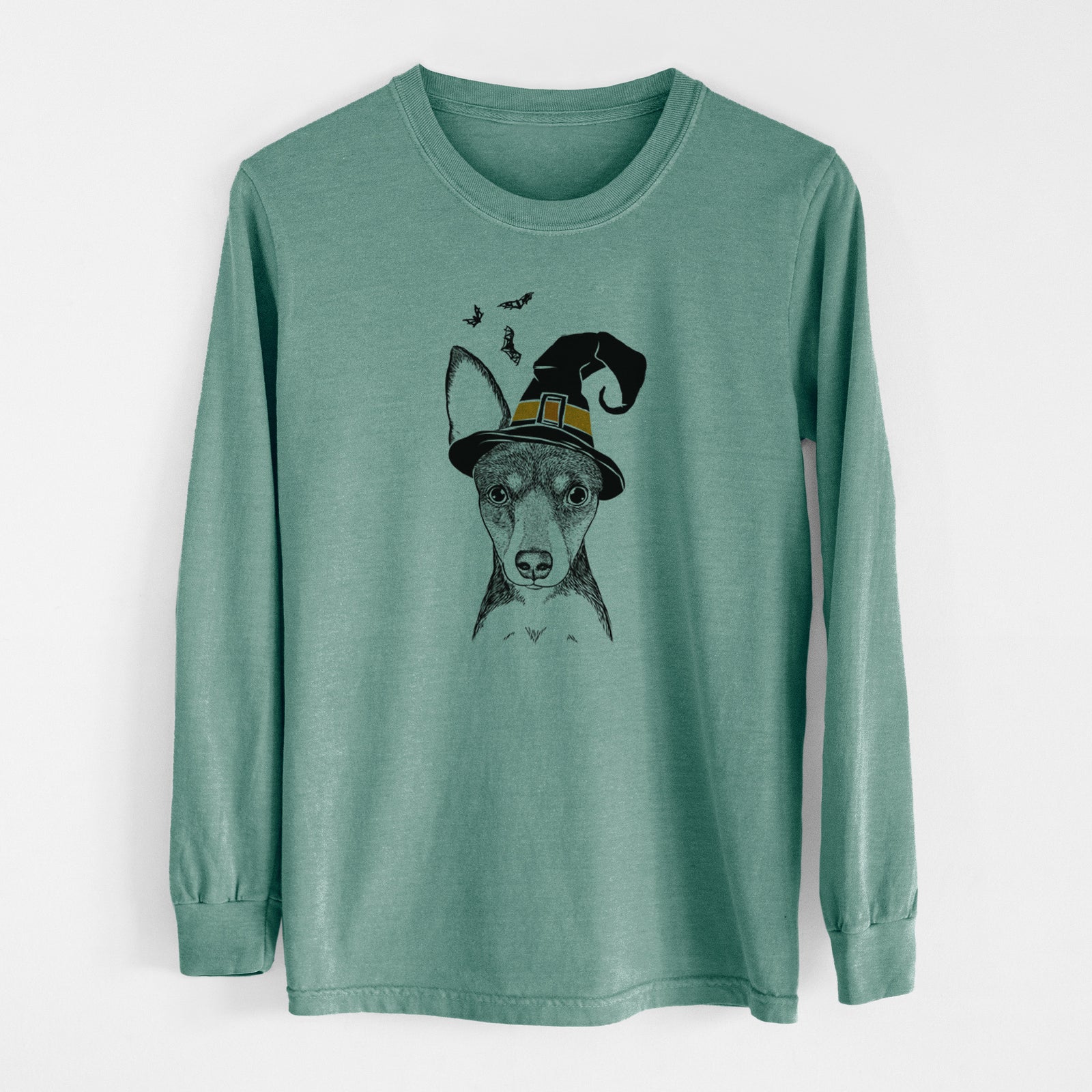 Witch Tiny the Toy Fox Terrier - Men's Heavyweight 100% Cotton Long Sleeve
