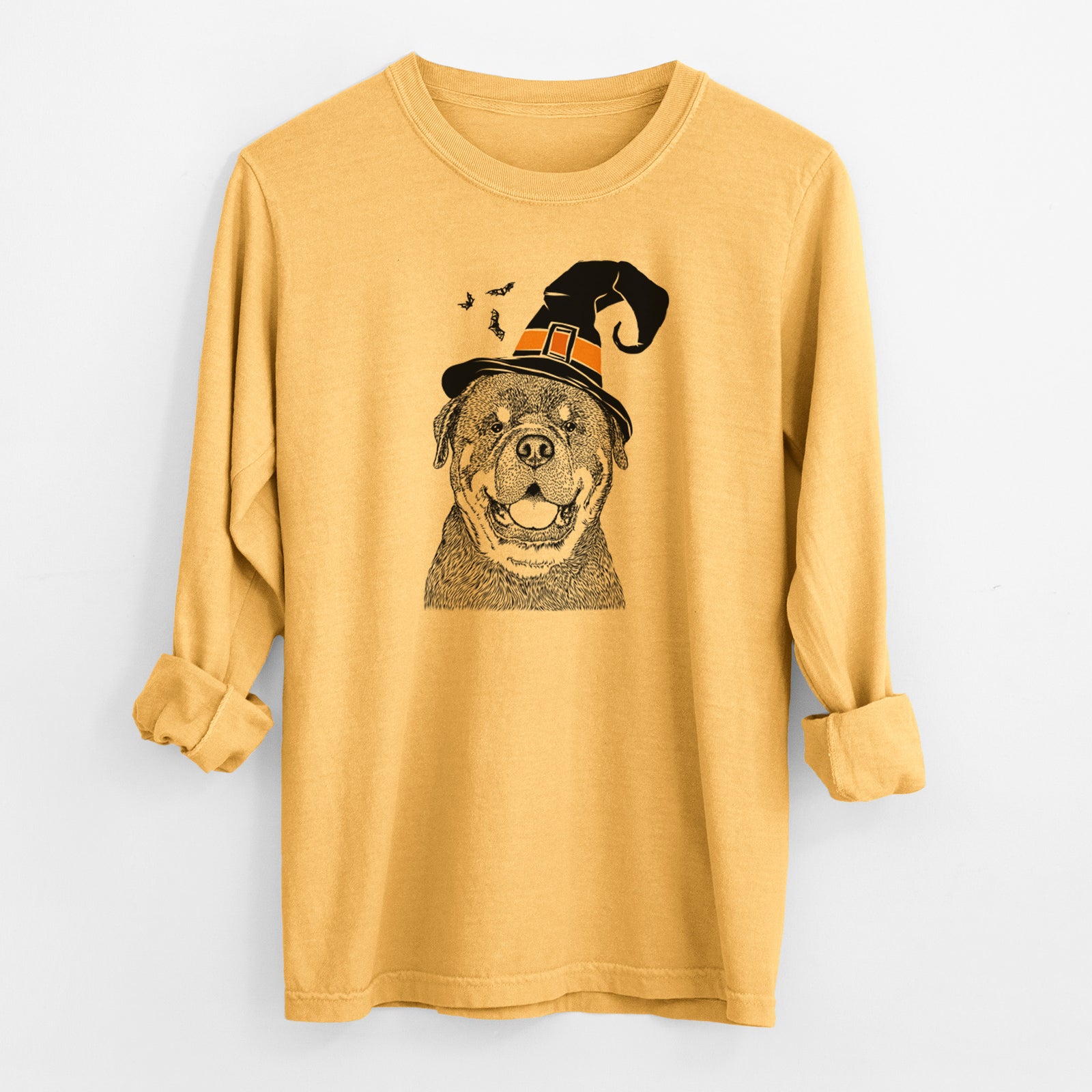 Witch Titan the Rottweiler - Men's Heavyweight 100% Cotton Long Sleeve