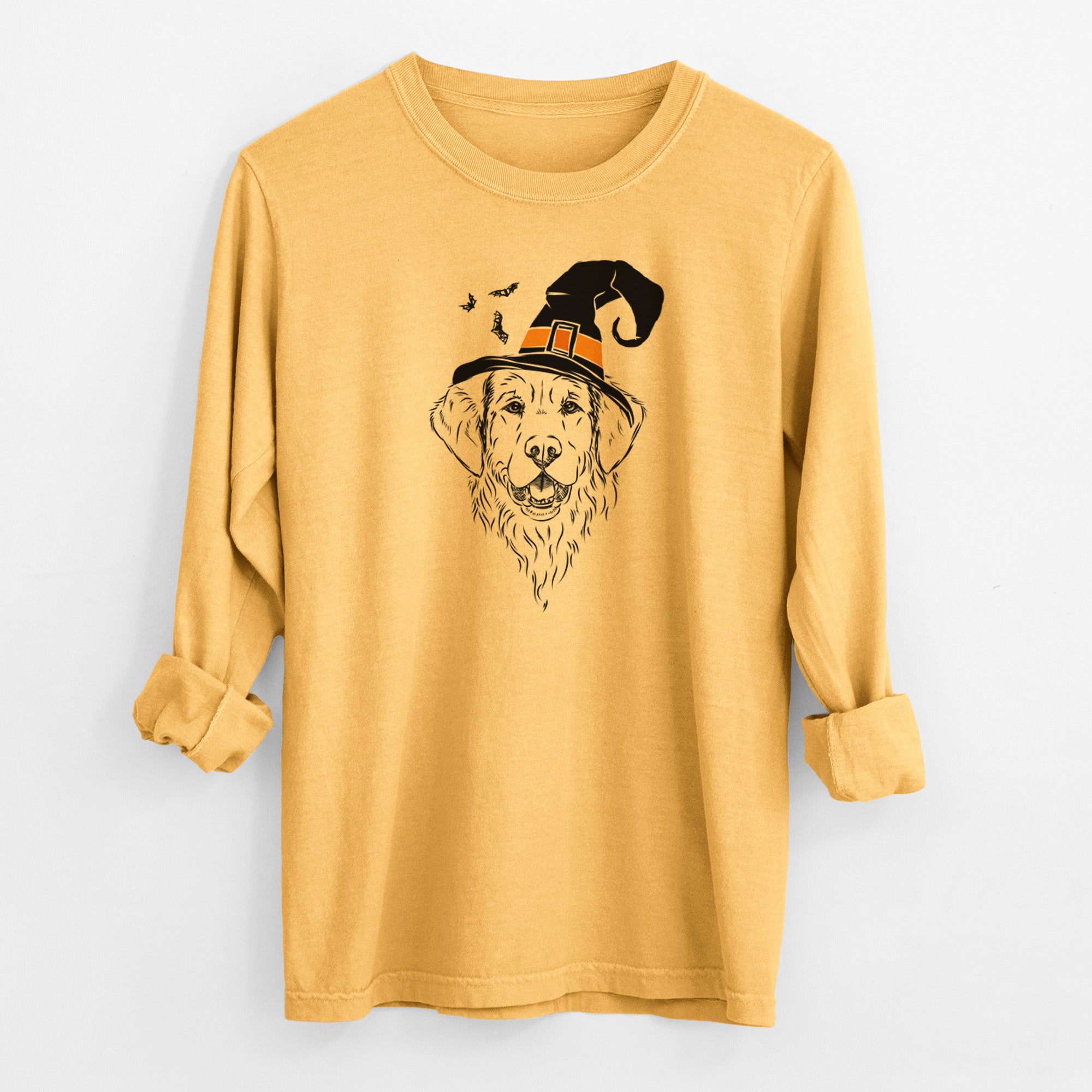 Witch Toby the Golden Retriever - Men's Heavyweight 100% Cotton Long Sleeve