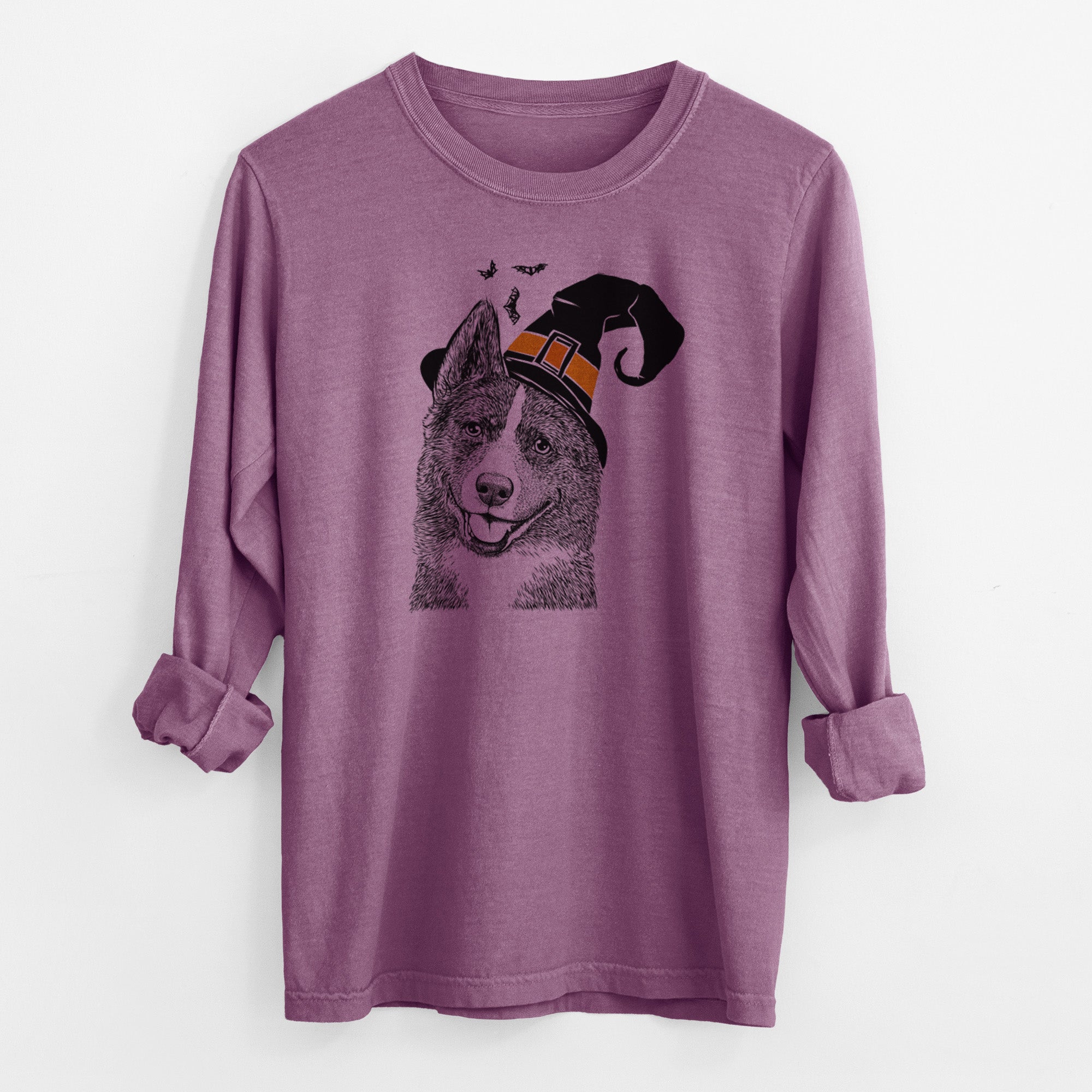 Witch Tosca the Karelian Bear Dog - Men's Heavyweight 100% Cotton Long Sleeve