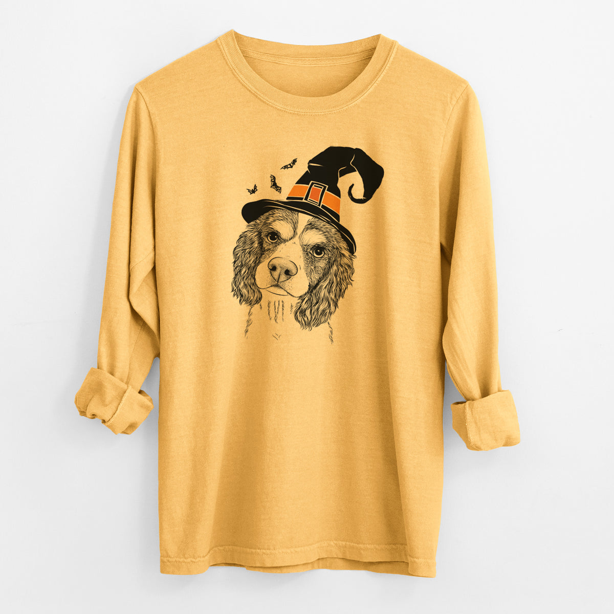 Witch Truman the Cavalier King Charles Spaniel - Men's Heavyweight 100% Cotton Long Sleeve