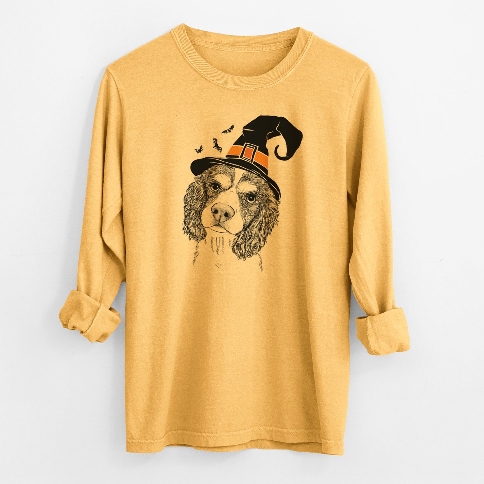 Witch Truman the Cavalier King Charles Spaniel - Men's Heavyweight 100% Cotton Long Sleeve