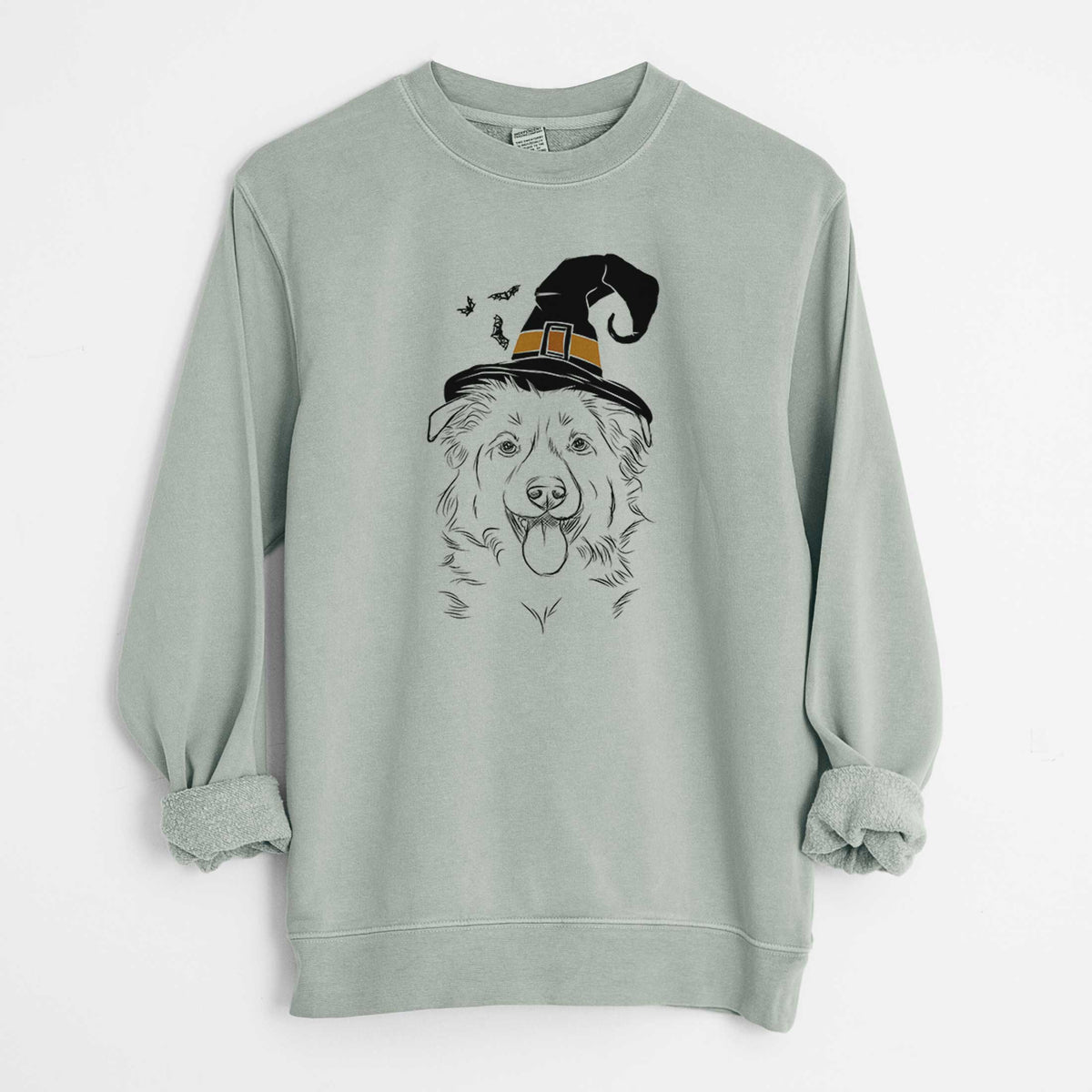 Witch Tucker the Collie Shepherd - Unisex Pigment Dyed Crew Sweatshirt