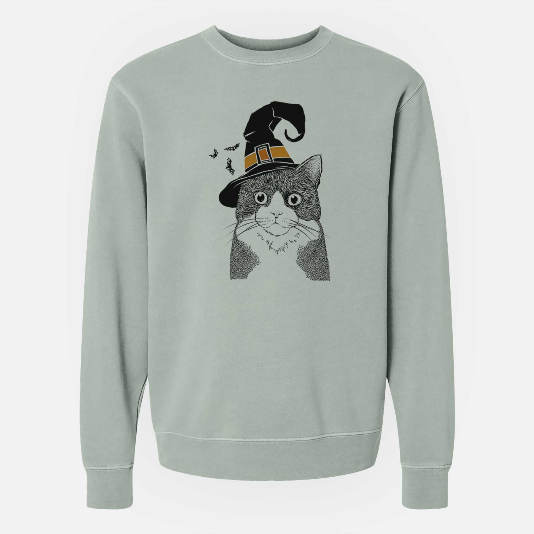 Witch Tux the Tuxedo Cat - Unisex Pigment Dyed Crew Sweatshirt