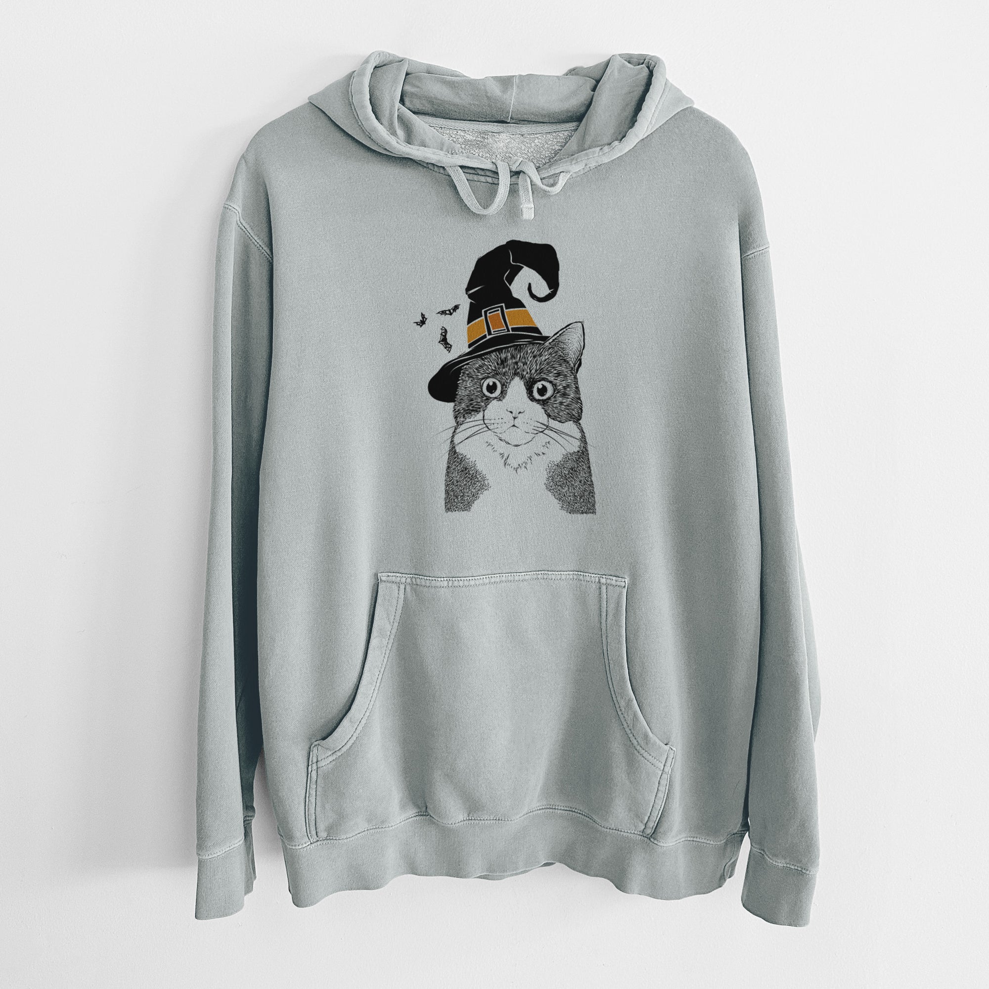 Witch Tux the Tuxedo Cat - Unisex Pigment Dyed Hoodie