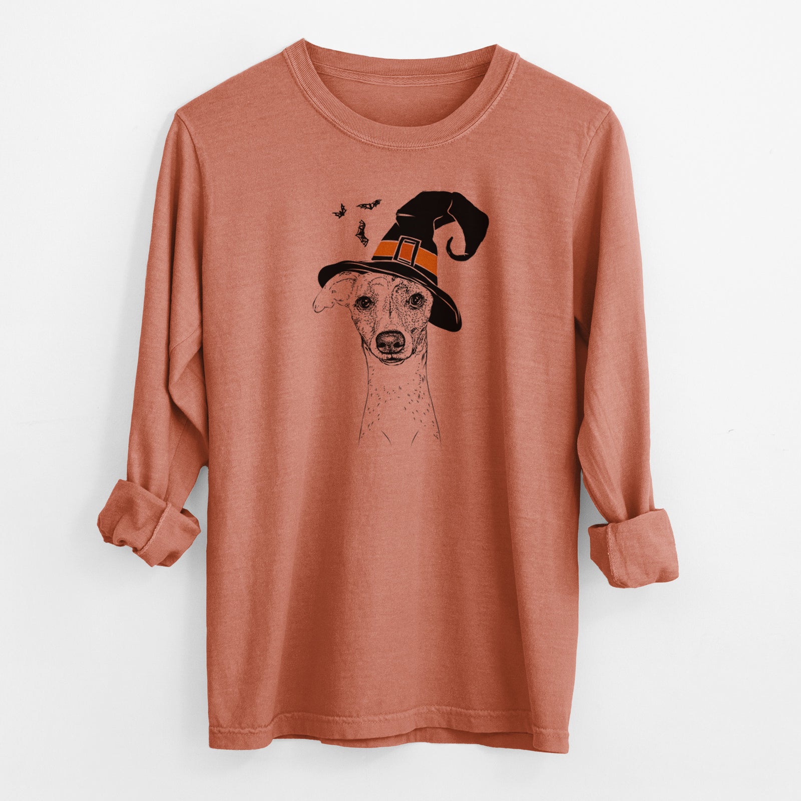 Witch Twiggy the Whippet - Men's Heavyweight 100% Cotton Long Sleeve
