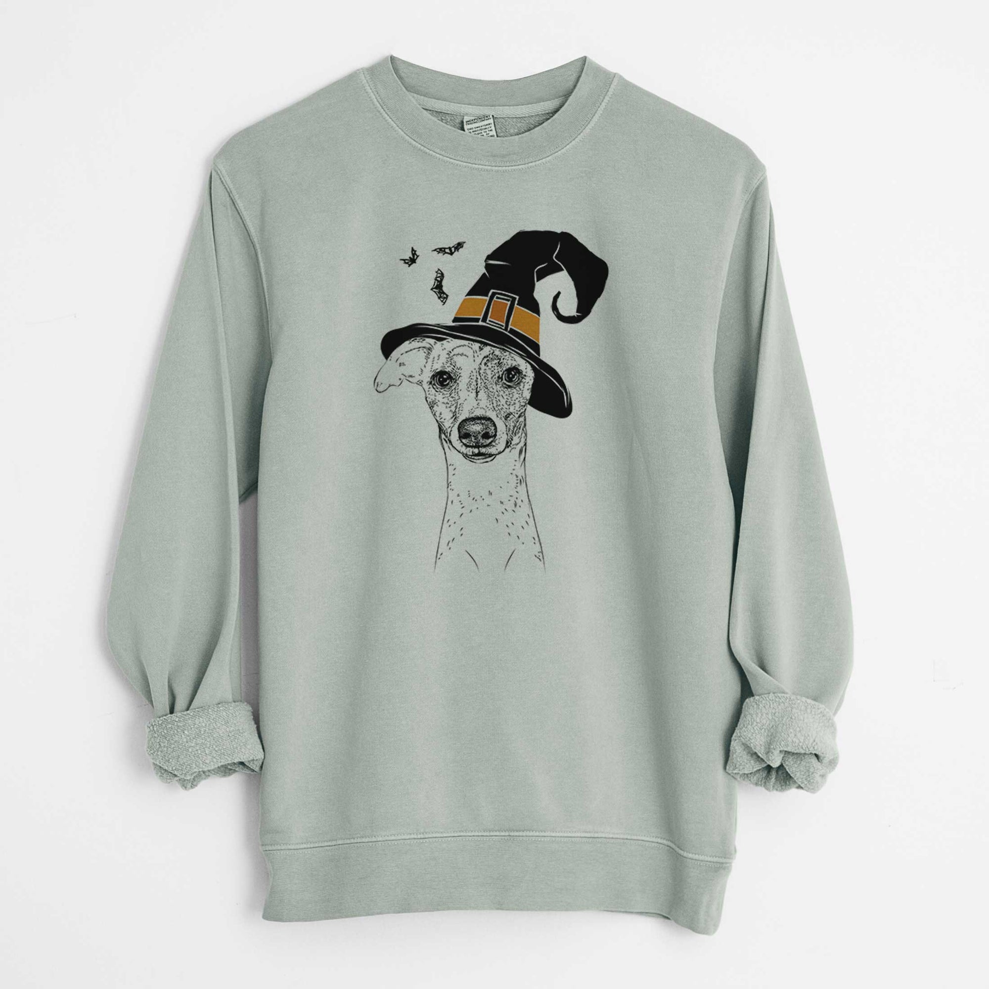 Witch Twiggy the Whippet - Unisex Pigment Dyed Crew Sweatshirt