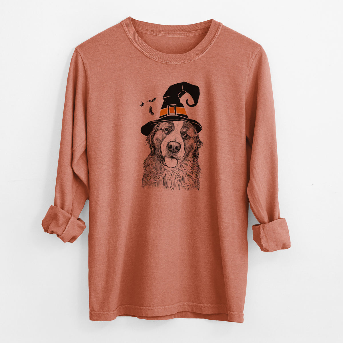 Witch Walter the Bernese Mountain Dog Mix - Men&#39;s Heavyweight 100% Cotton Long Sleeve