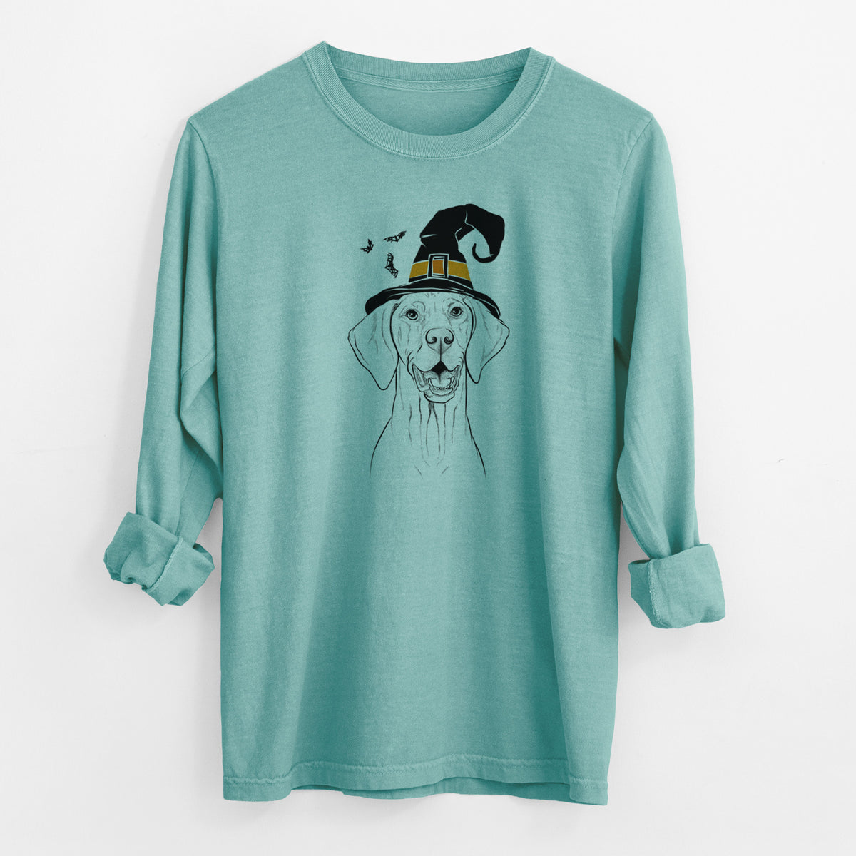 Witch Wesley the Vizsla - Men's Heavyweight 100% Cotton Long Sleeve