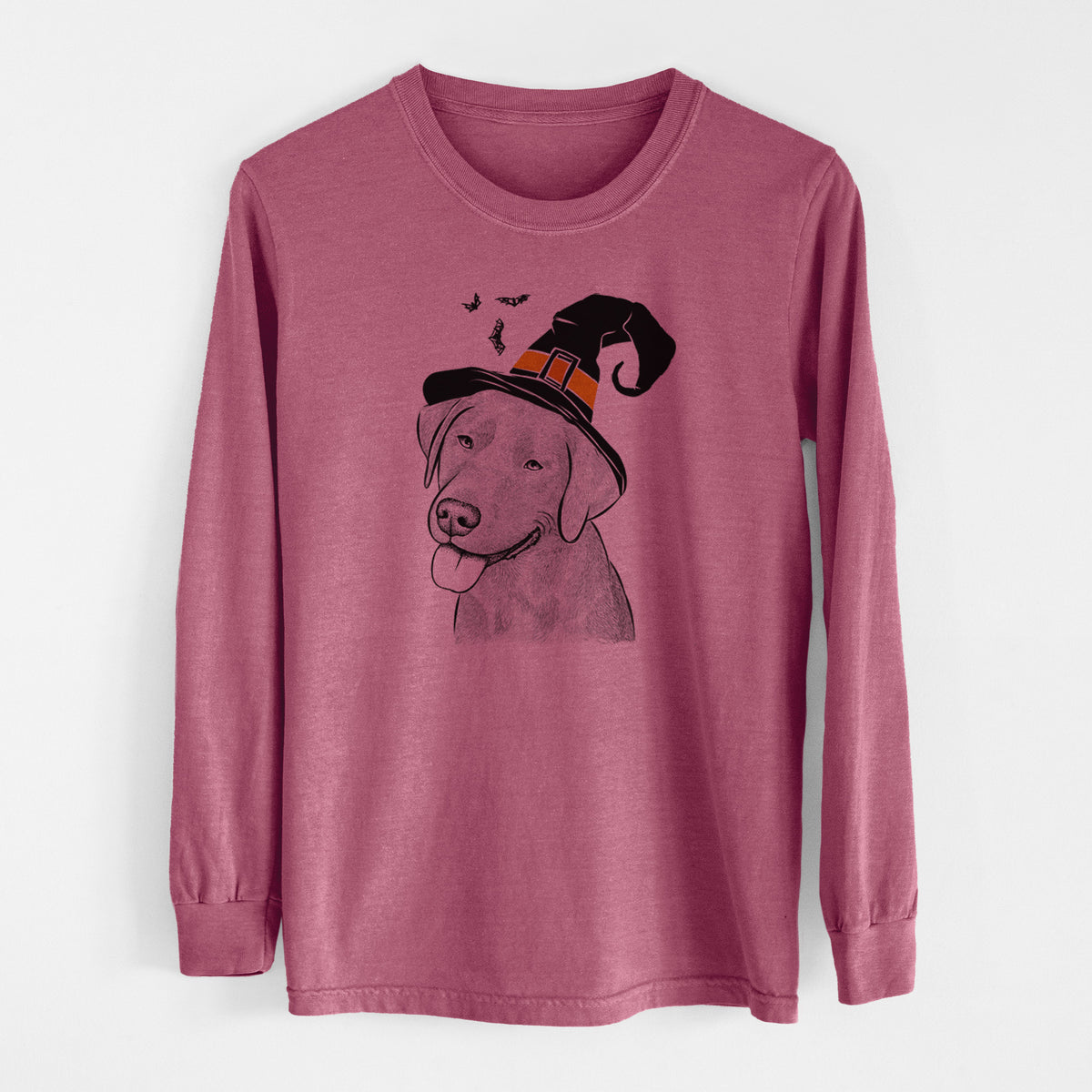 Witch Zeppelin the Black Labrador - Men's Heavyweight 100% Cotton Long Sleeve