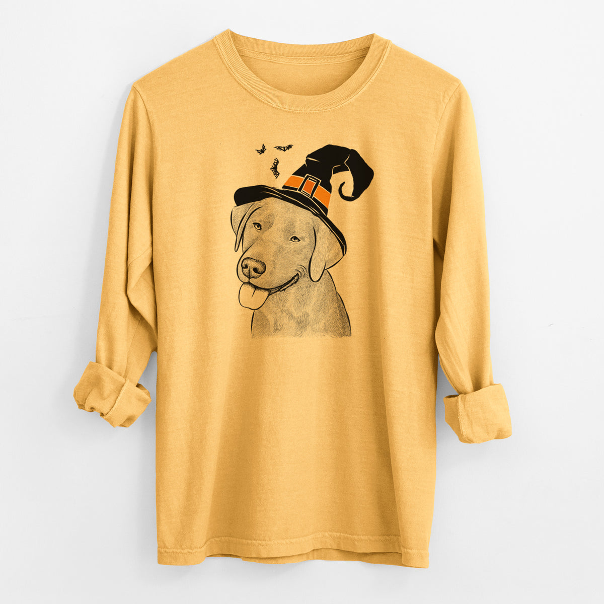 Witch Zeppelin the Black Labrador - Men's Heavyweight 100% Cotton Long Sleeve