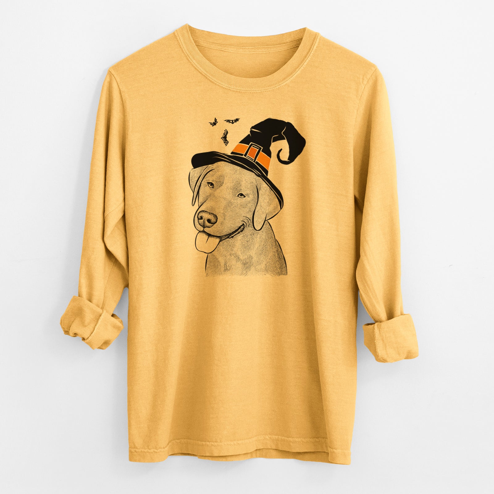 Witch Zeppelin the Black Labrador - Men's Heavyweight 100% Cotton Long Sleeve