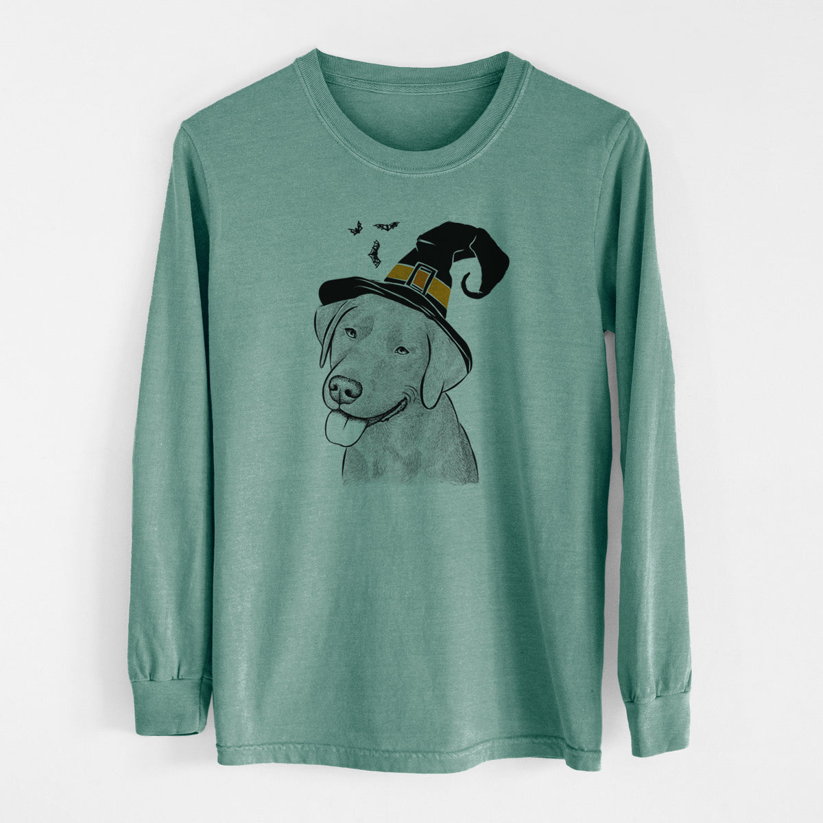 Witch Zeppelin the Black Labrador - Men's Heavyweight 100% Cotton Long Sleeve