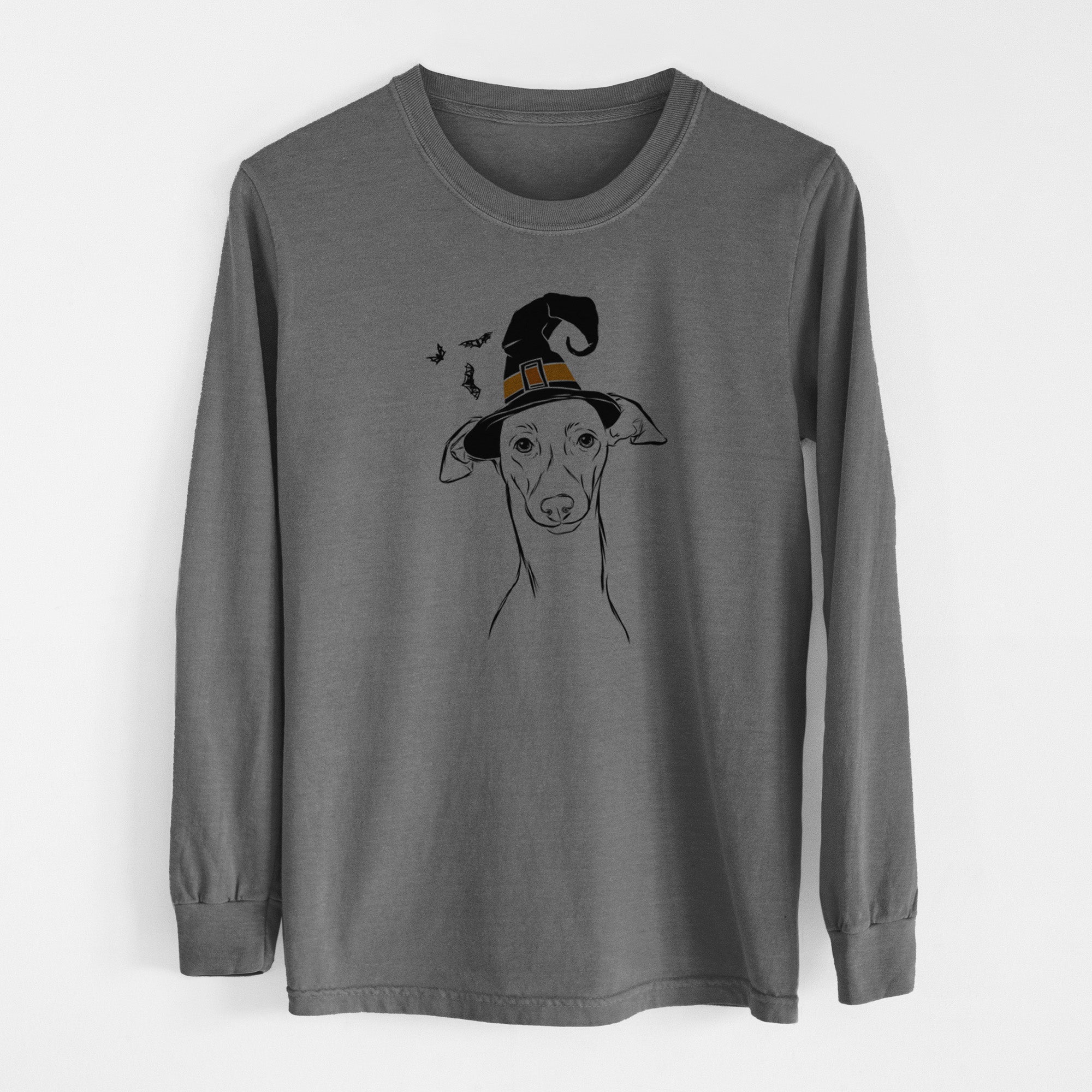 Witch Ziggie the Italian Greyhound - Men's Heavyweight 100% Cotton Long Sleeve