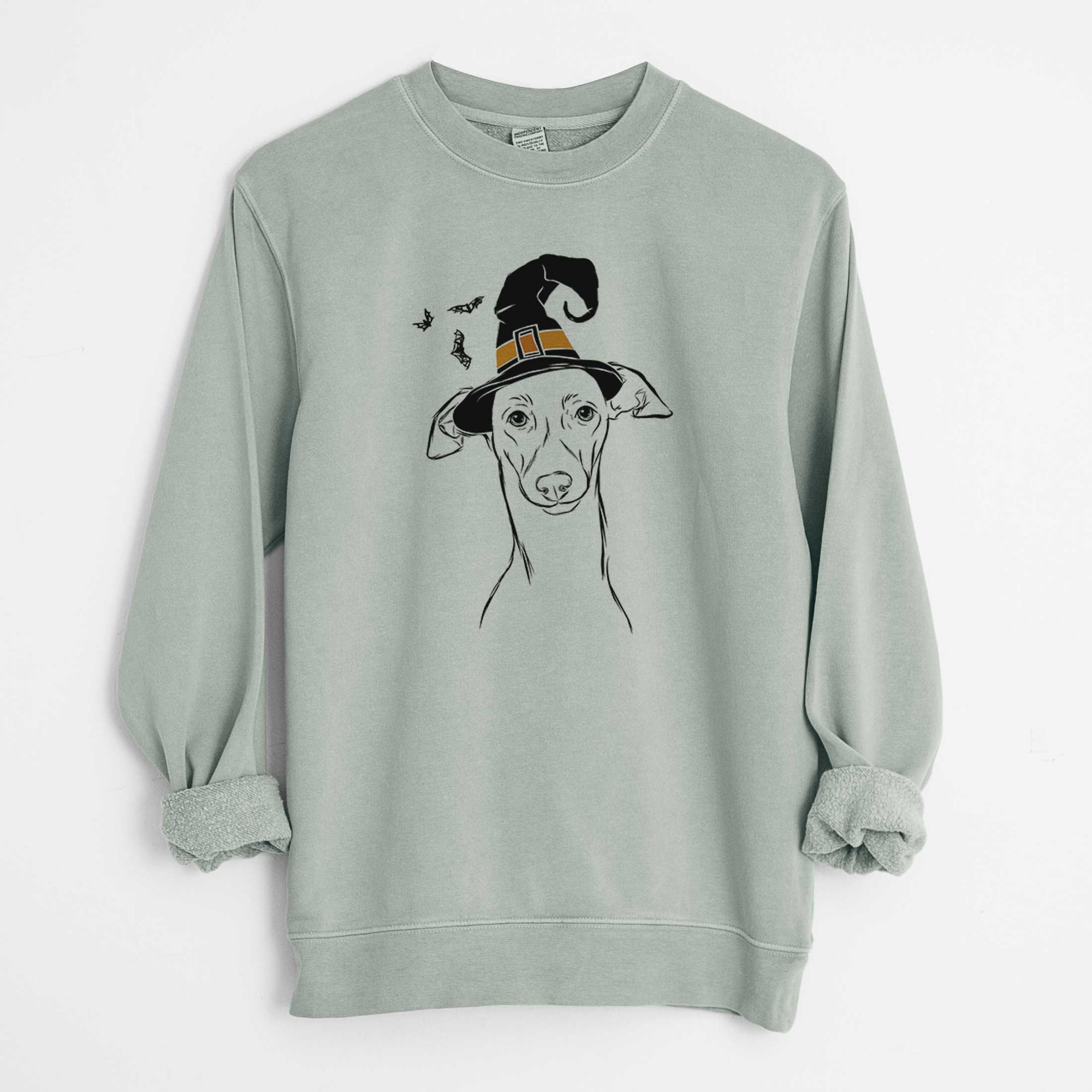 Witch Ziggie the Italian Greyhound - Unisex Pigment Dyed Crew Sweatshirt