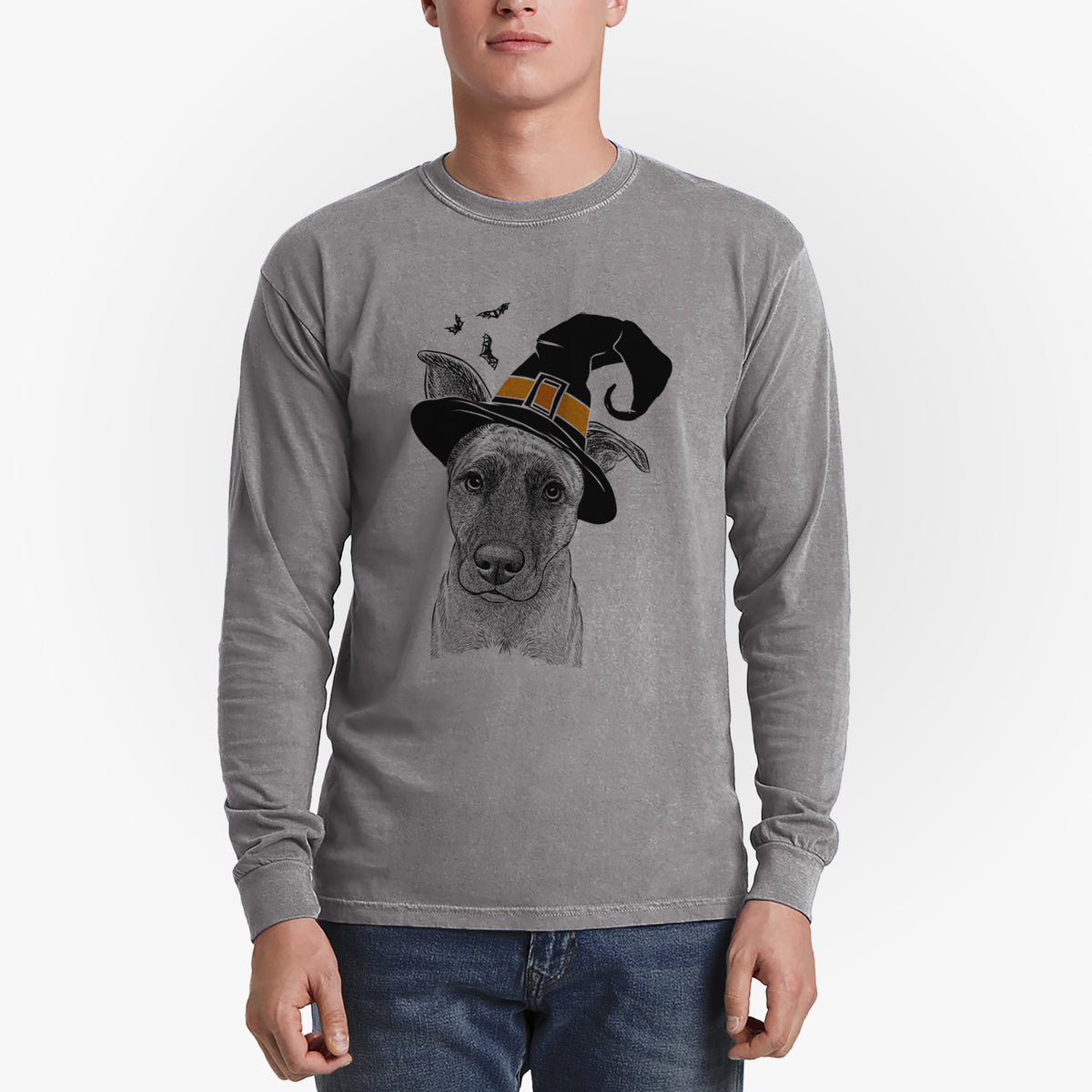 Witch Zoey the Mixed Breed - Men's Heavyweight 100% Cotton Long Sleeve