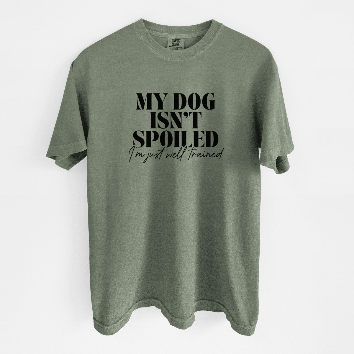 My Dog Isn't Spoiled I'm Just Well Trained - Unisex Comfort Colors Garment-Dyed Heavyweight T-shirt in Moss