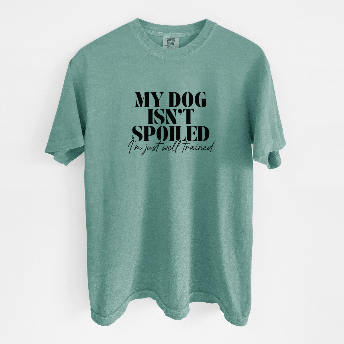 My Dog Isn't Spoiled I'm Just Well Trained - Unisex Comfort Colors Garment-Dyed Heavyweight T-shirt in Reef Green
