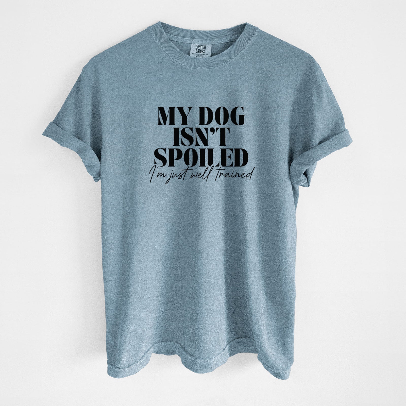 My Dog Isn't Spoiled I'm Just Well Trained - Unisex Comfort Colors Garment-Dyed Heavyweight T-shirt in Steel Blue