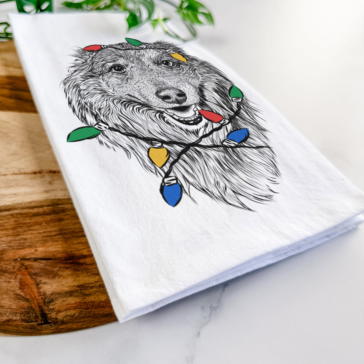 Addie the Collie Mix Tea Towel