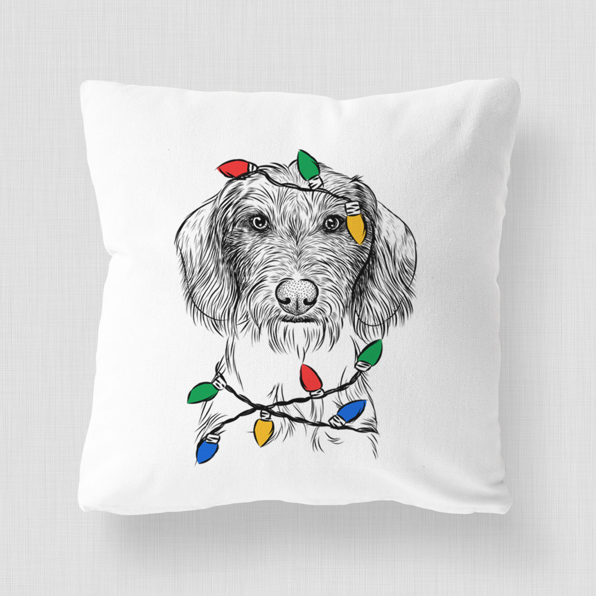 Almond the Wirehaired Dachshund - Throw Pillow Cover
