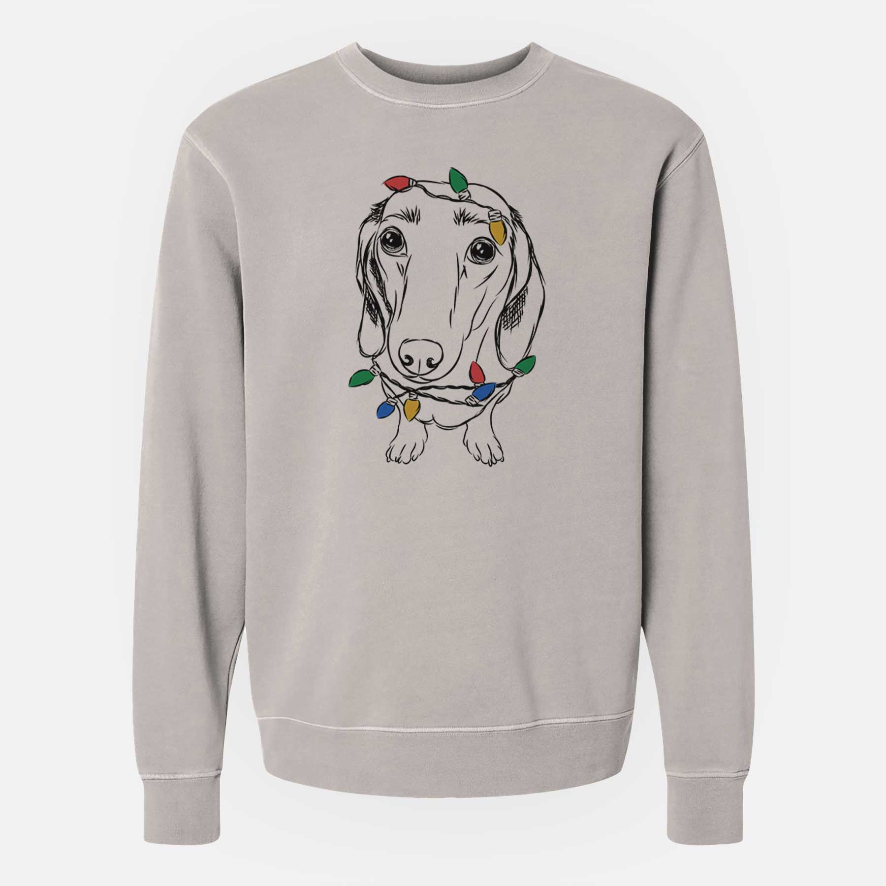 Christmas Lights Annabelle the Dachshund - Unisex Pigment Dyed Crew Sweatshirt