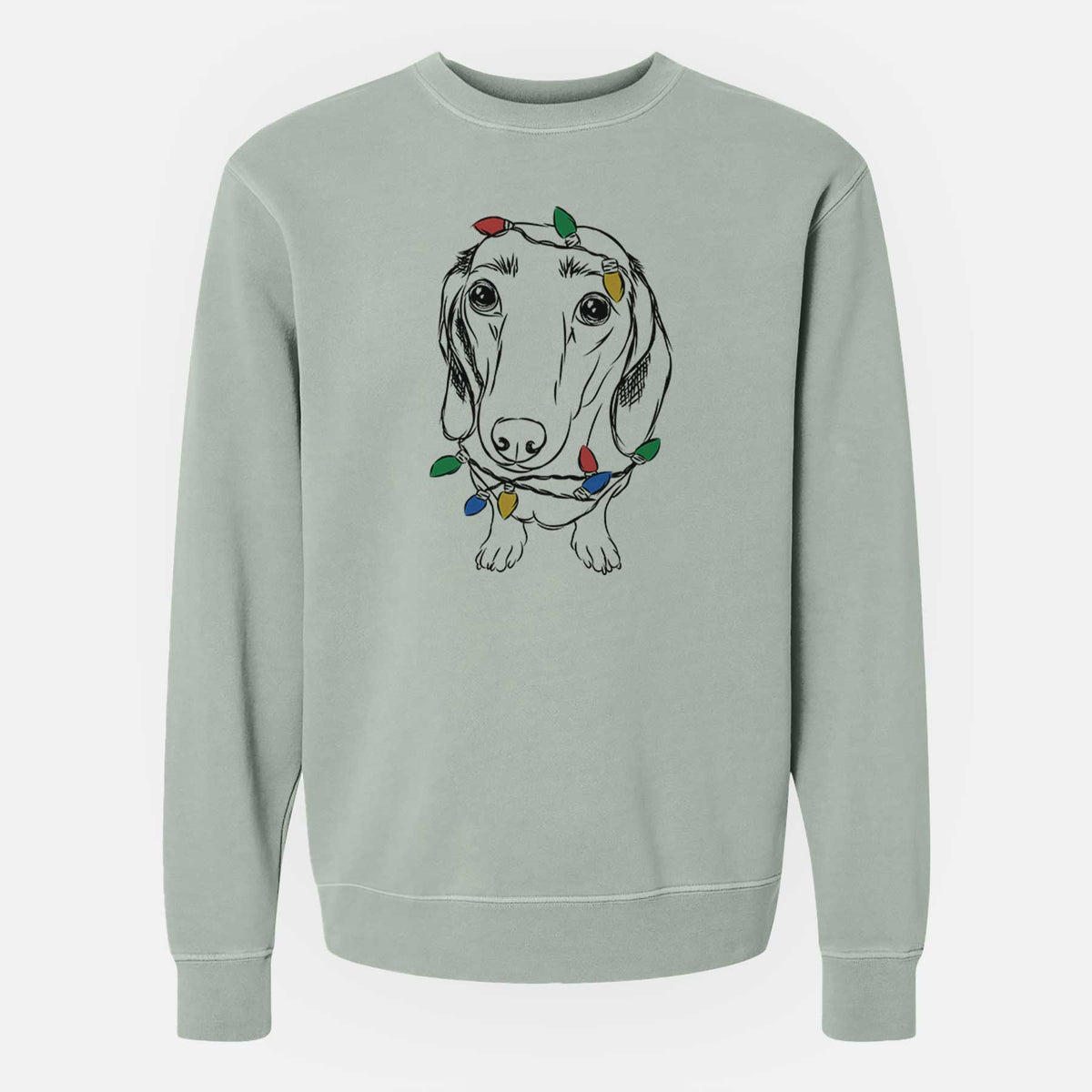 Christmas Lights Annabelle the Dachshund - Unisex Pigment Dyed Crew Sweatshirt