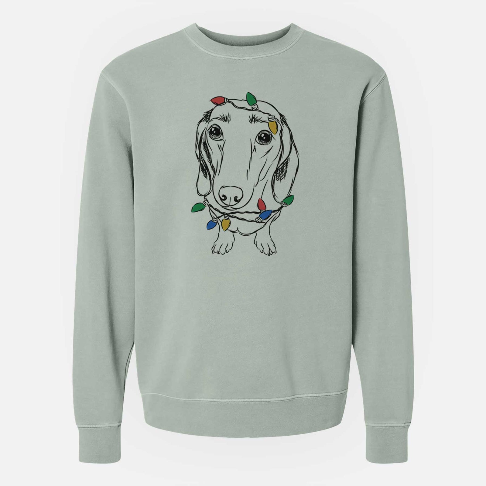 Christmas Lights Annabelle the Dachshund - Unisex Pigment Dyed Crew Sweatshirt