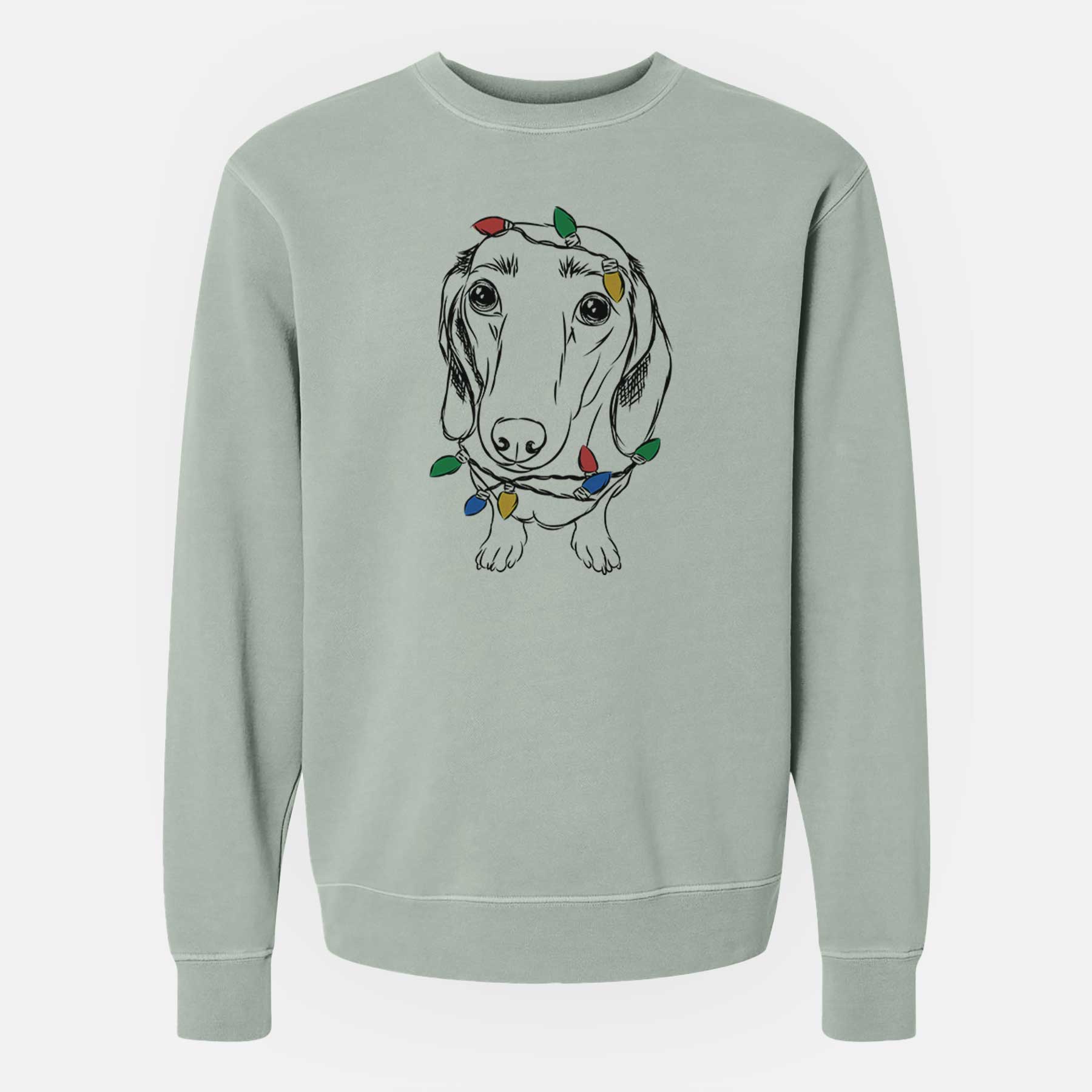 Christmas Lights Annabelle the Dachshund - Unisex Pigment Dyed Crew Sweatshirt