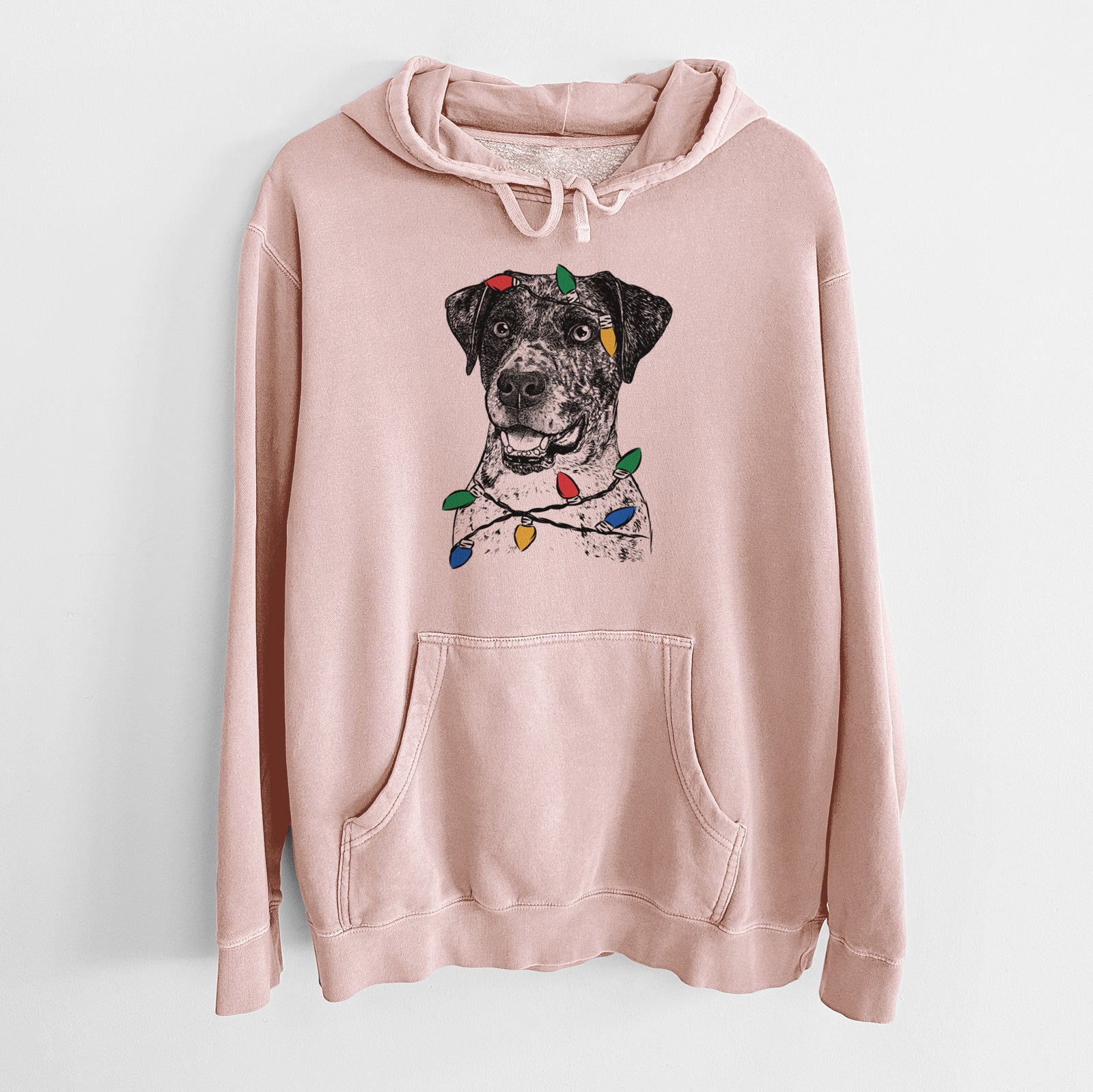Christmas Lights Argos the Catahoula - Unisex Pigment Dyed Hoodie