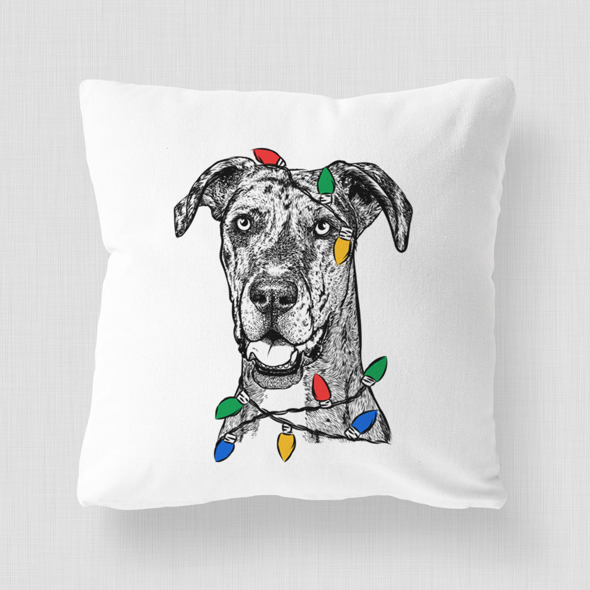 Athena the Merle Great Dane - Throw Pillow Cover