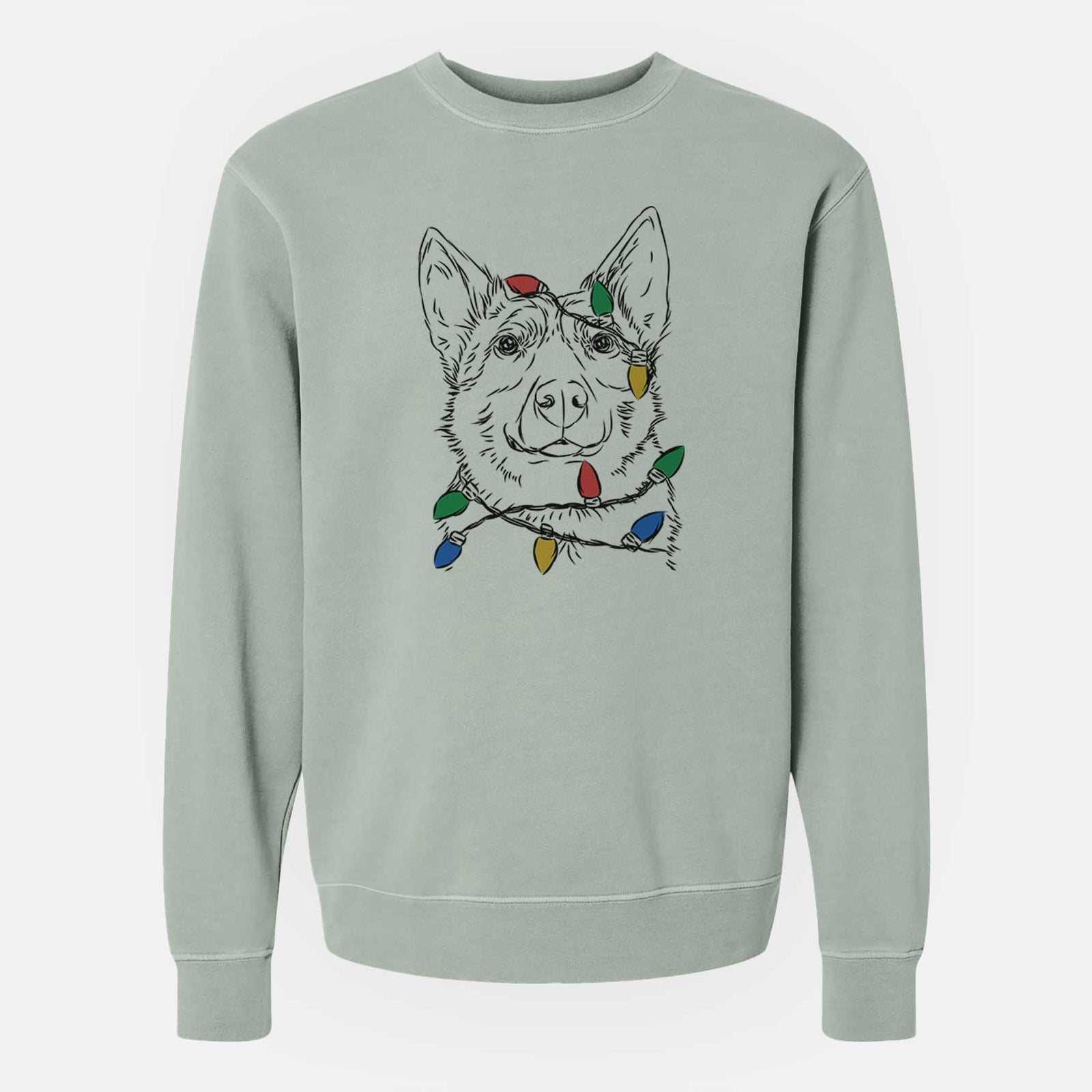 Christmas Lights Austin the Heeler - Unisex Pigment Dyed Crew Sweatshirt