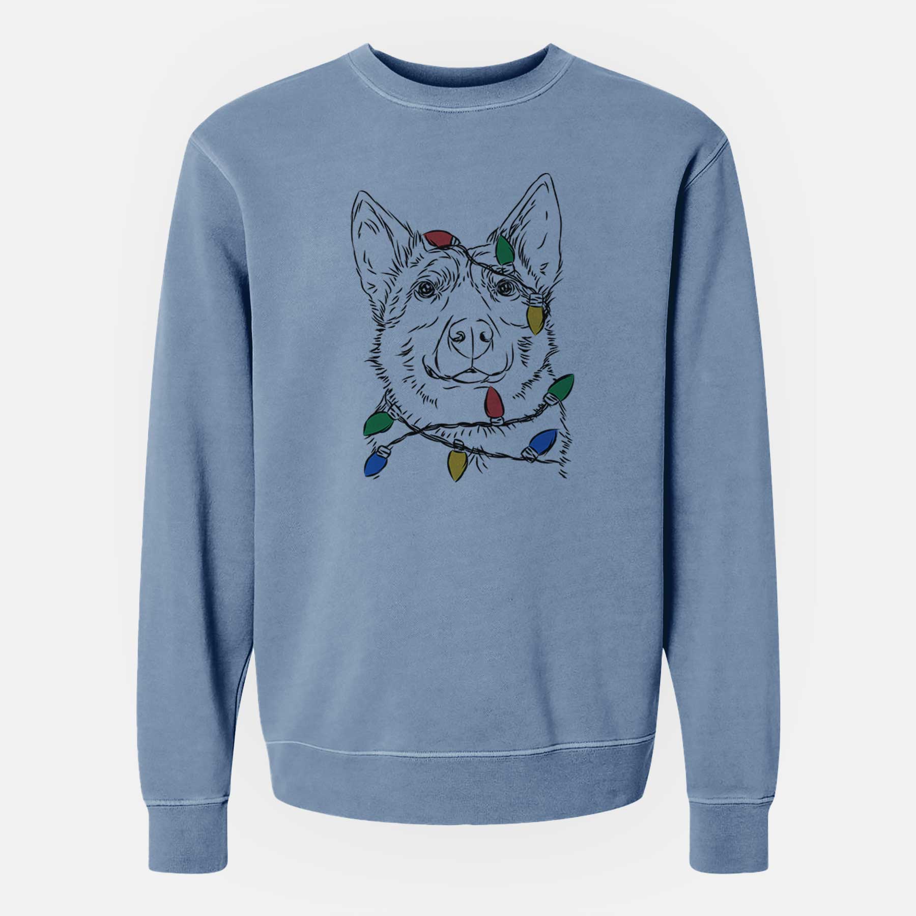 Christmas Lights Austin the Heeler - Unisex Pigment Dyed Crew Sweatshirt