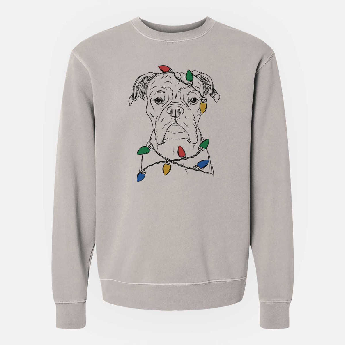Christmas Lights Axel the Boxer - Unisex Pigment Dyed Crew Sweatshirt