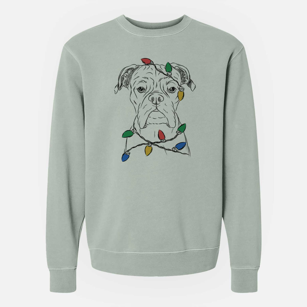 Christmas Lights Axel the Boxer - Unisex Pigment Dyed Crew Sweatshirt