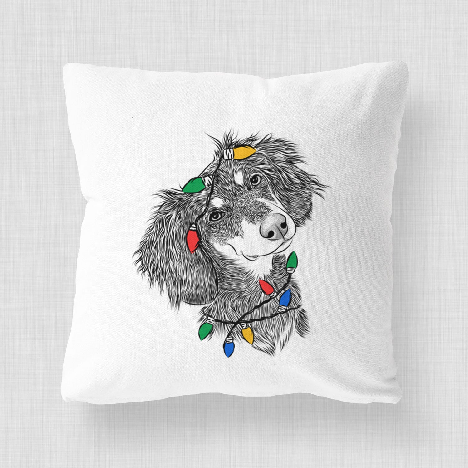 Bailey the Long Haired Dachshund - Throw Pillow Cover