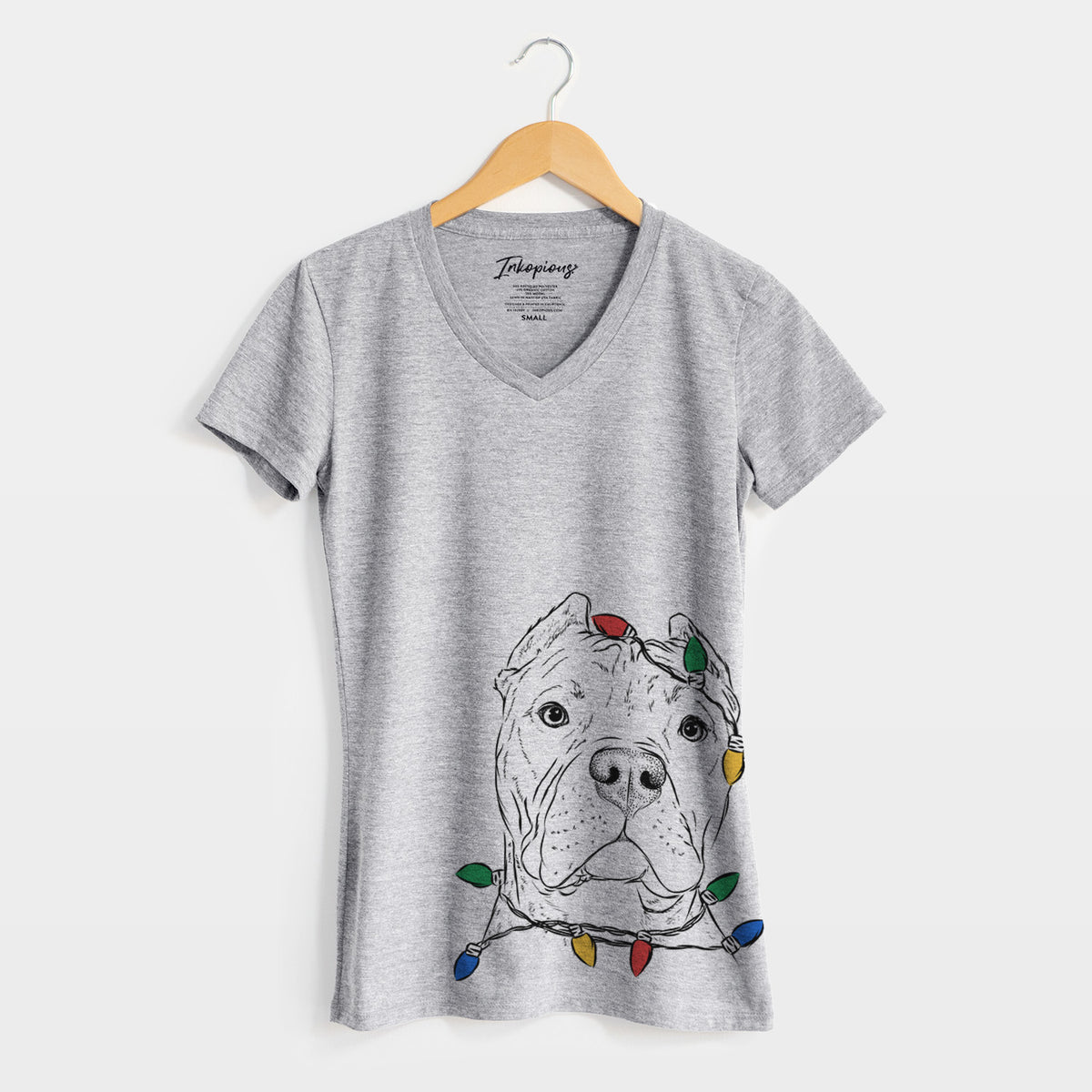 Christmas Lights Bam Bam the Pitbull - Women's Perfect V-neck Shirt
