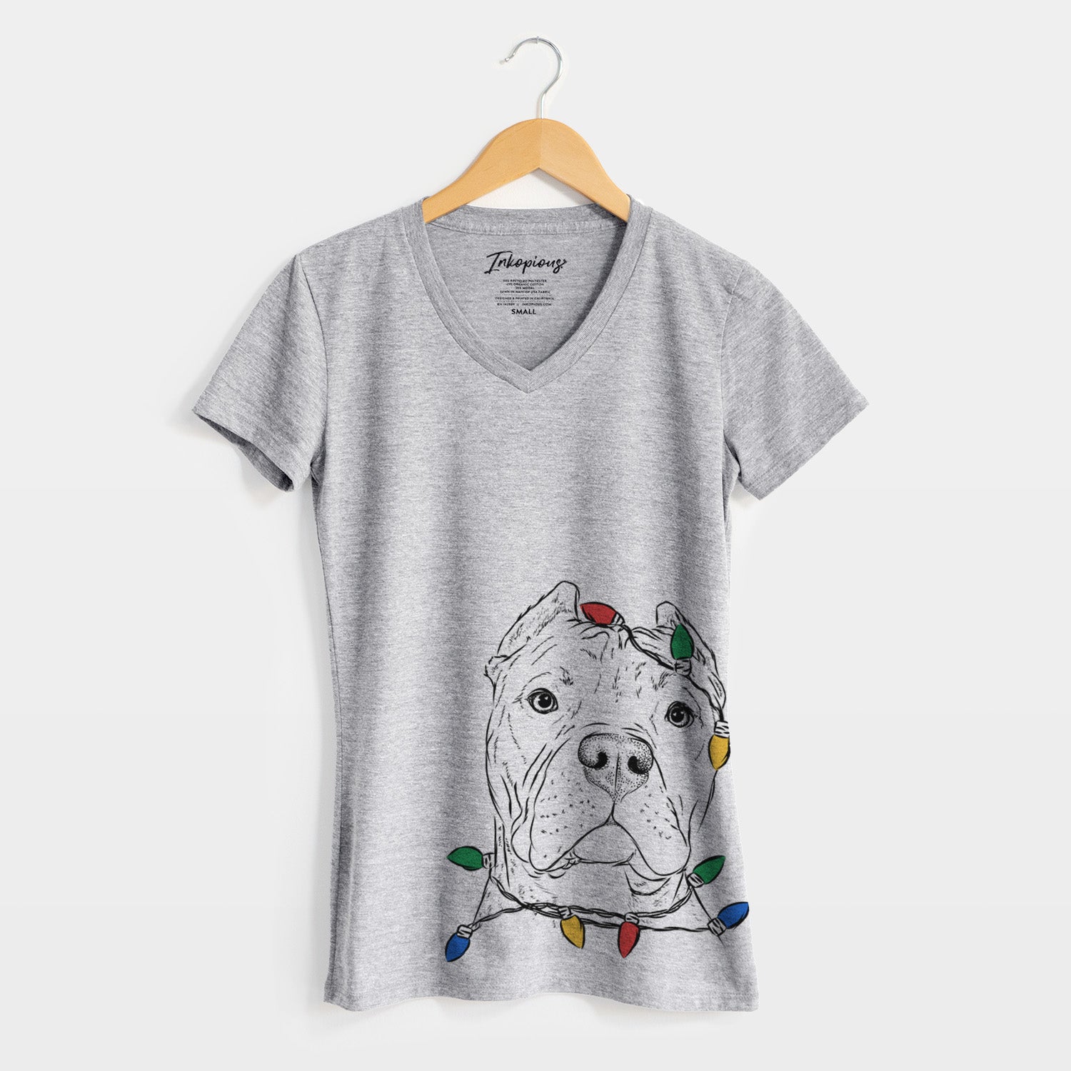 Christmas Lights Bam Bam the Pitbull - Women's Perfect V-neck Shirt