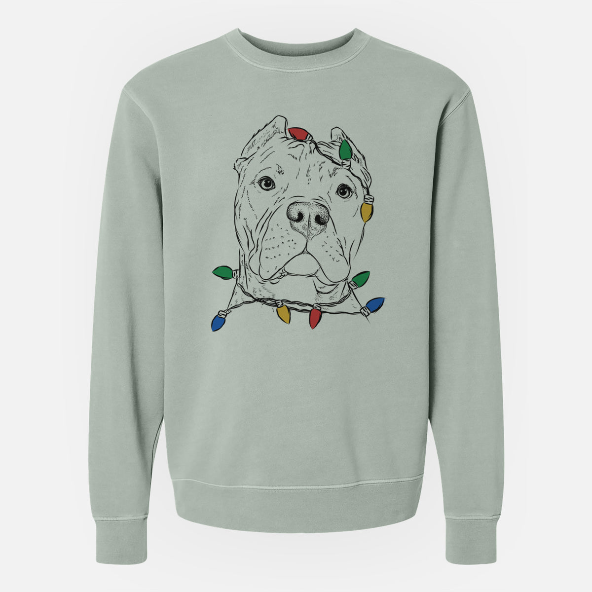 Christmas Lights Bam Bam the Pitbull - Unisex Pigment Dyed Crew Sweatshirt
