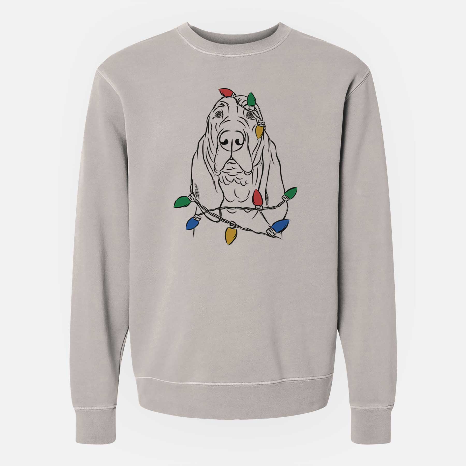 Christmas Lights Baron the Bloodhound - Unisex Pigment Dyed Crew Sweatshirt