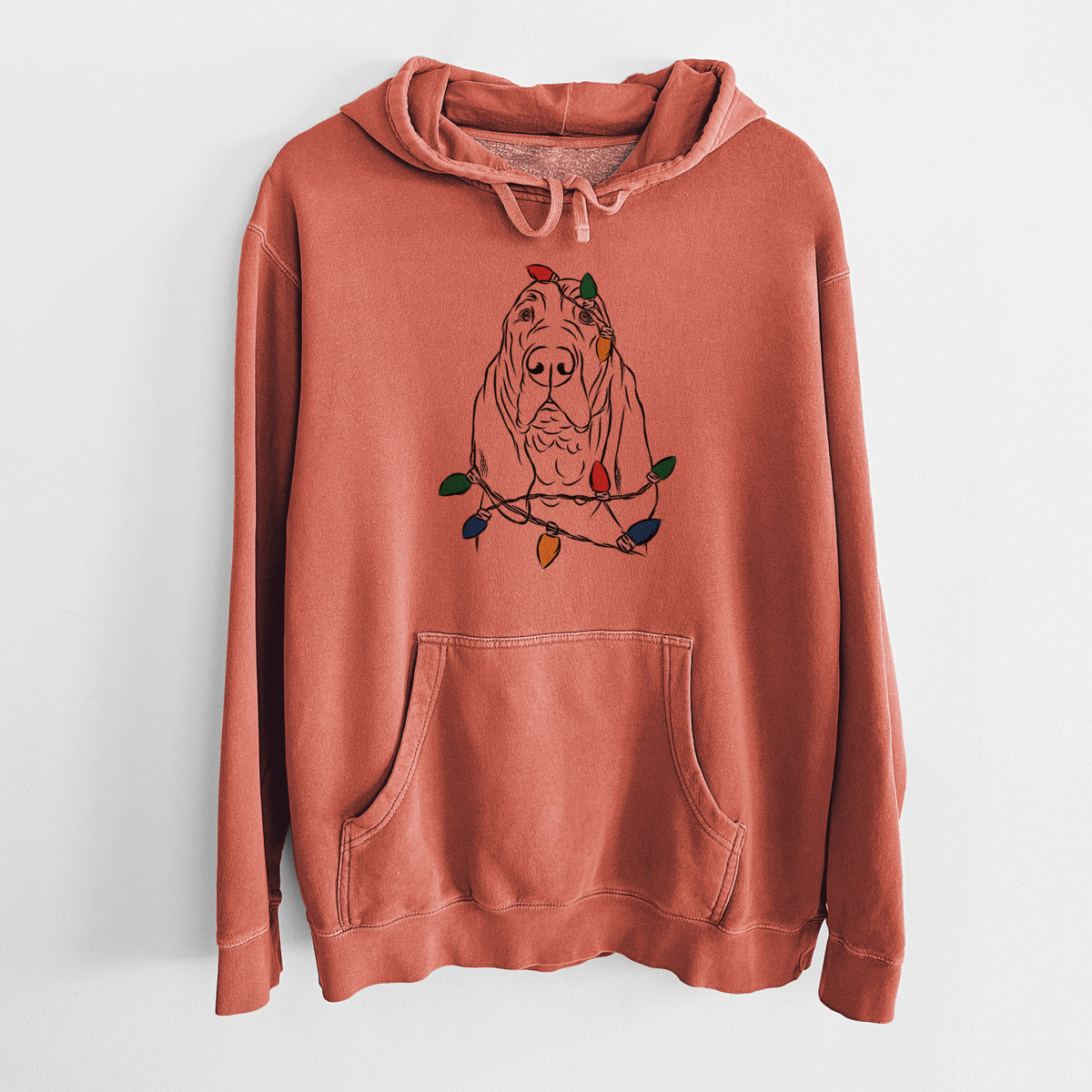 Christmas Lights Baron the Bloodhound - Unisex Pigment Dyed Hoodie