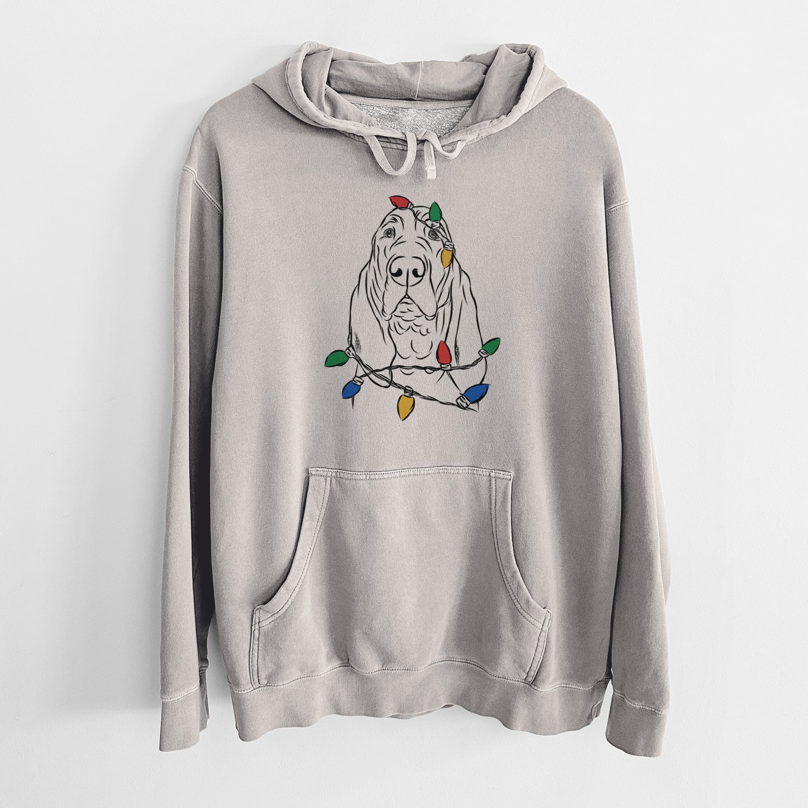 Christmas Lights Baron the Bloodhound - Unisex Pigment Dyed Hoodie