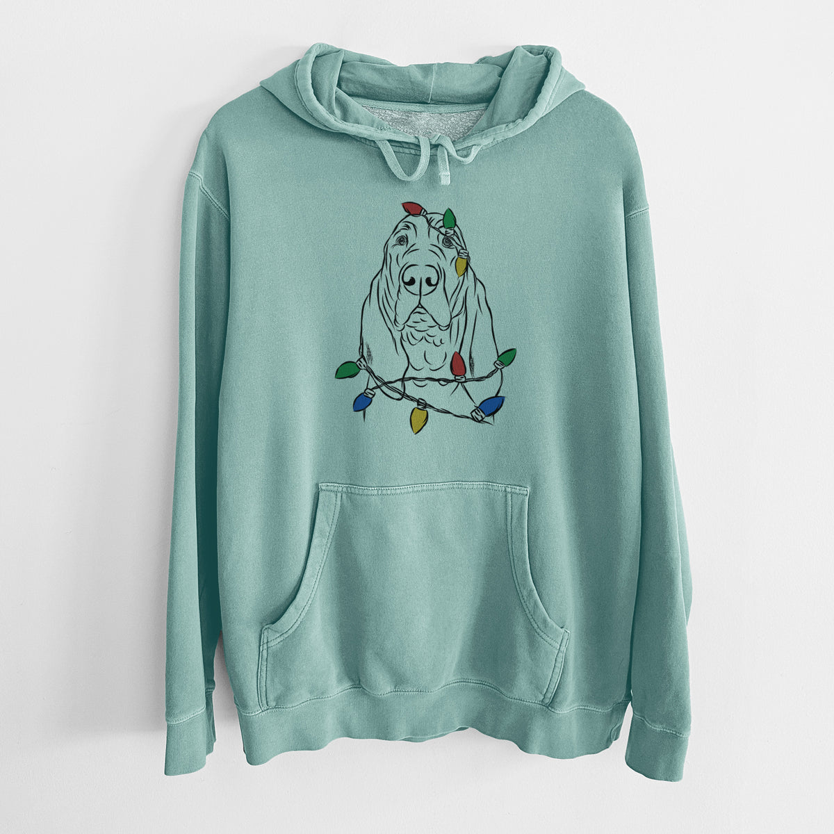 Christmas Lights Baron the Bloodhound - Unisex Pigment Dyed Hoodie