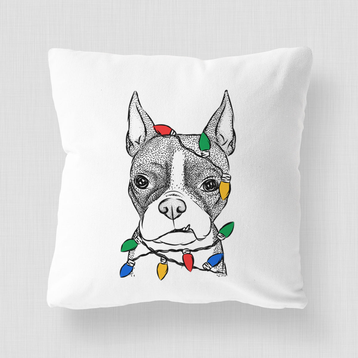 Bean the Boston Terrier - Throw Pillow Cover