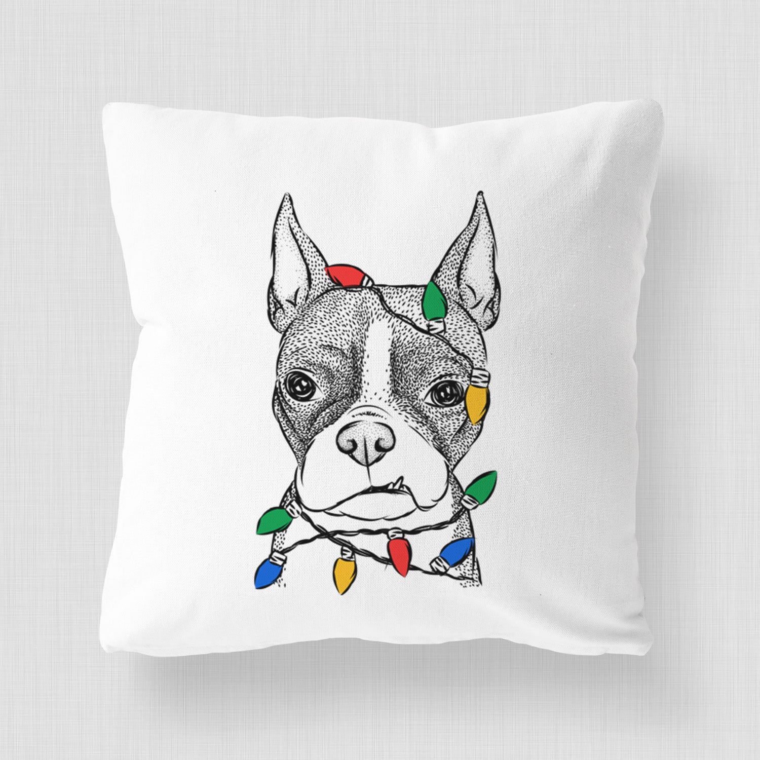 Bean the Boston Terrier - Throw Pillow Cover