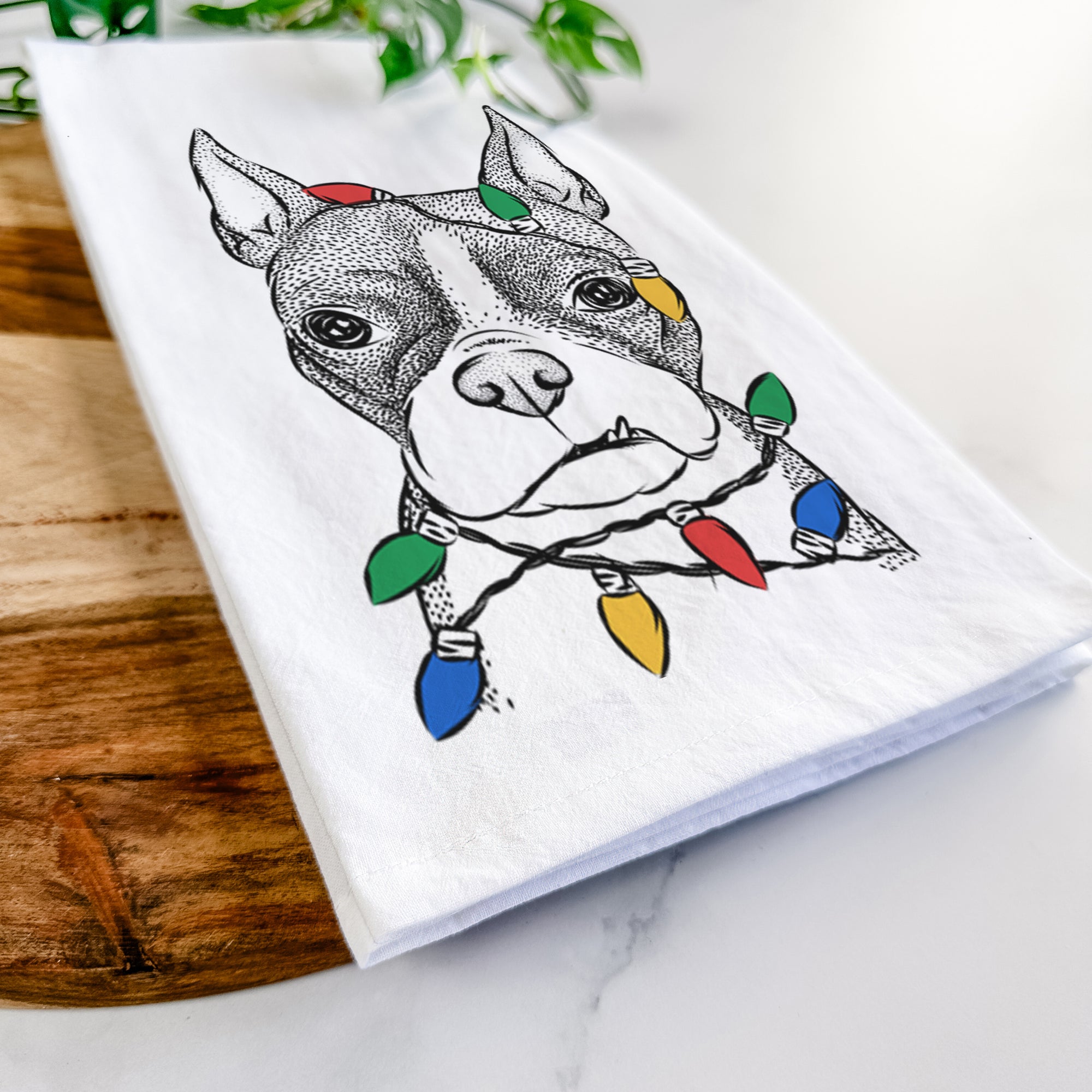 Bean the Boston Terrier Tea Towel