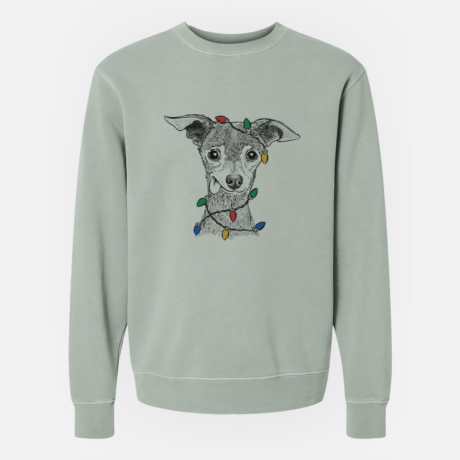 Christmas Lights Bebe the Chihuahua - Unisex Pigment Dyed Crew Sweatshirt