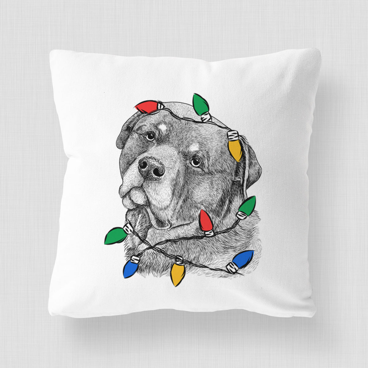 Bender the Rottweiler - Throw Pillow Cover