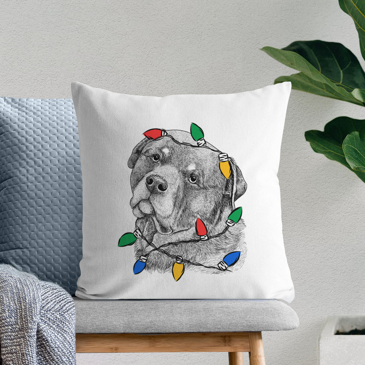 Bender the Rottweiler - Throw Pillow Cover